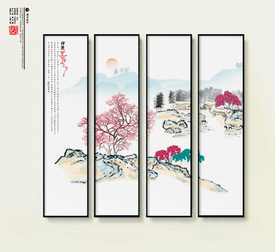 新中式唯美個性山水裝飾畫