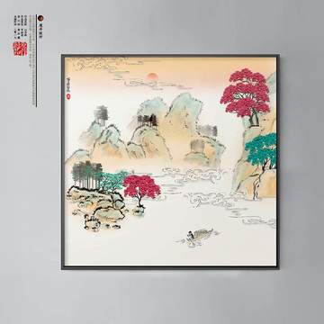 新中式唯美個(gè)性山水裝飾畫
