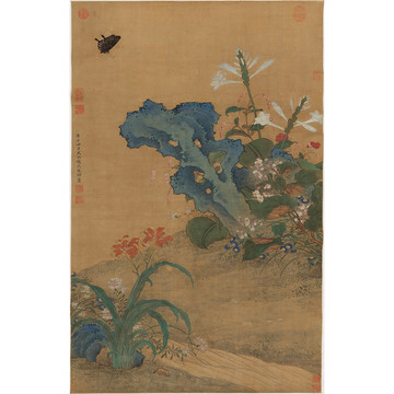 文俶秋花蛺蝶圖