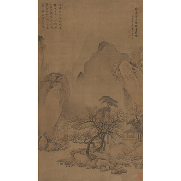 高簡仿唐寅秋林書屋圖