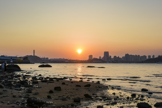 厦门鼓浪屿海边日落