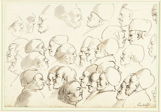 加埃塔诺·甘多菲男子的头部素描画