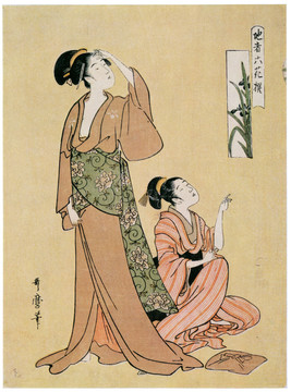 喜多川歌麿六花选杜若的格画的女人们
