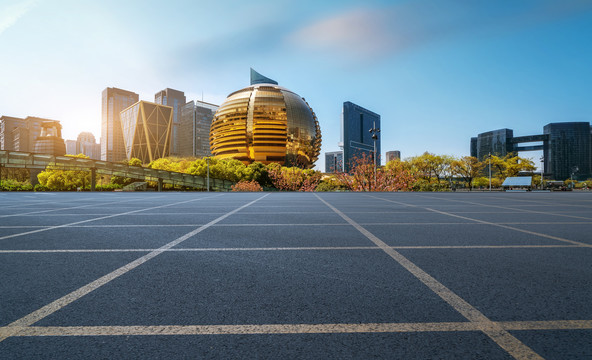 沥青地面划线和建筑景观