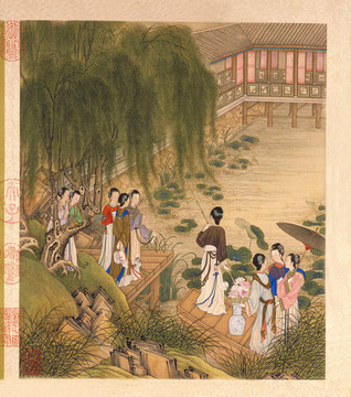 陳枚月曼清游圖六月碧池采蓮