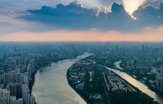 俯瞰广州城市全景