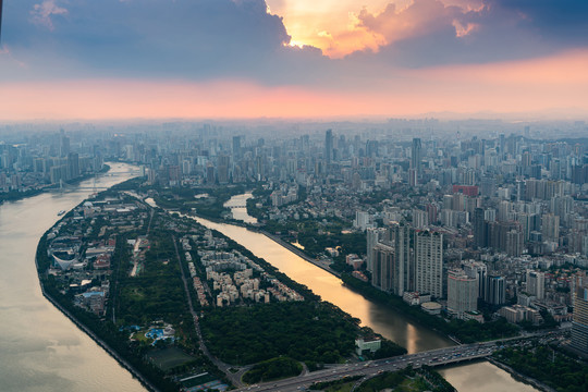 俯瞰广州城市全景