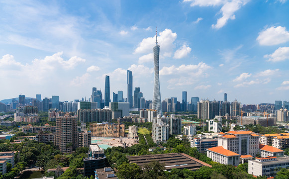 鸟瞰广州城市全景