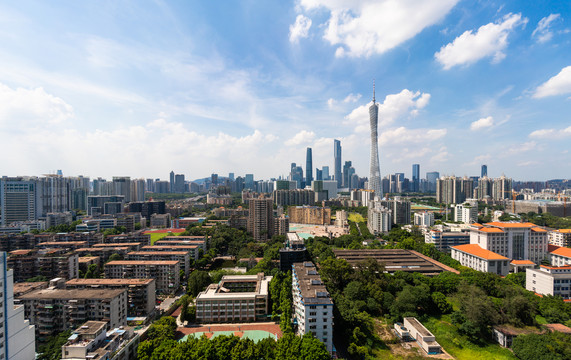 鸟瞰广州城市全景