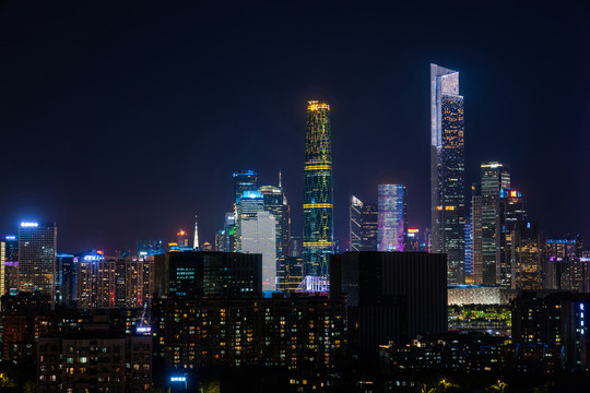 鸟瞰广州城市夜景