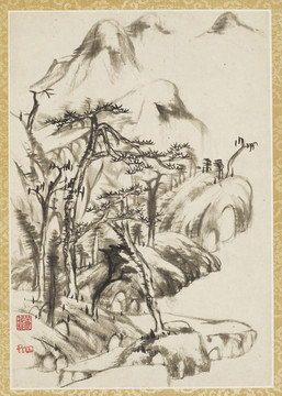 朱耷山水畫(huà)故國(guó)興悲