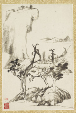 朱耷故國興悲山水畫