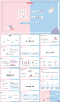 小清新新年工作计划汇报PPT