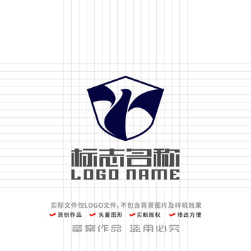 飞鸟盾标志安全logo