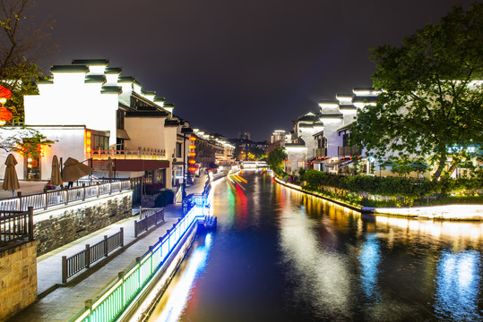 南京秦淮河夜景全景