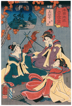 歌川國芳美江寺紅葉狩