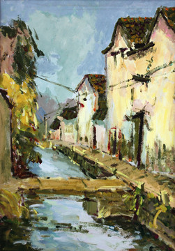 皖南村莊油畫
