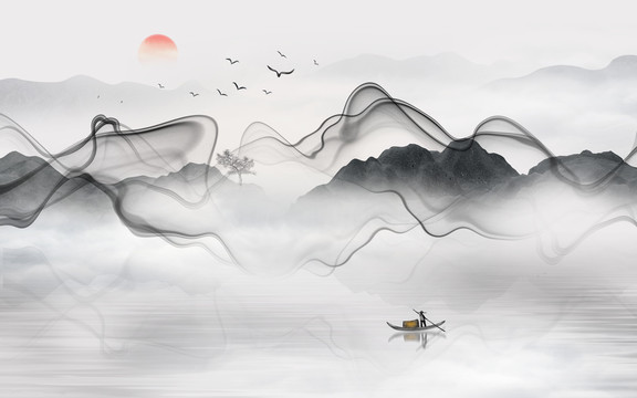 意境水墨山水畫