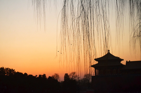 夕阳下的午门雁翅楼