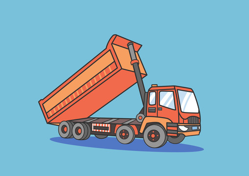 橙色扁平卡通風(fēng)格翻斗車(chē)插畫(huà)