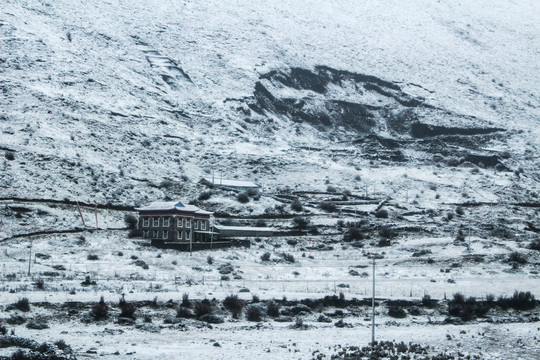 雪山间的房屋