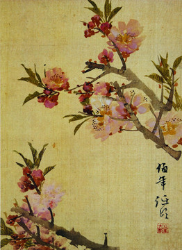 任頤枝頭桃花圖