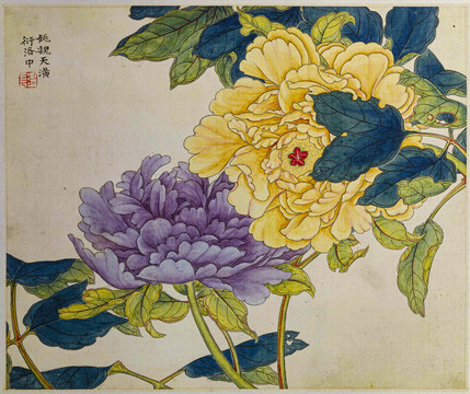 任熊芙蓉牡丹圖