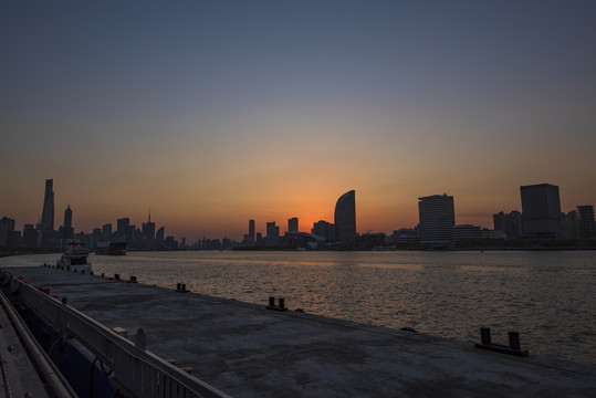 上海黄浦江黄昏江景