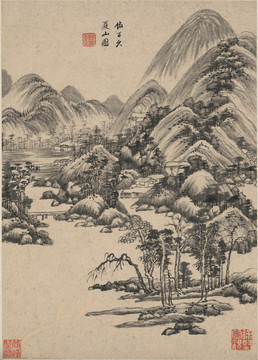 王鉴仿古山水画