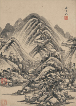 王鉴意境山水画