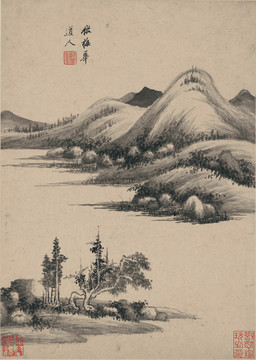 王鉴水墨山水国画