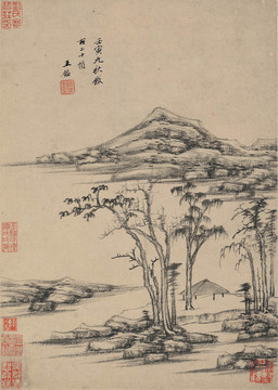 王鉴水墨山水画