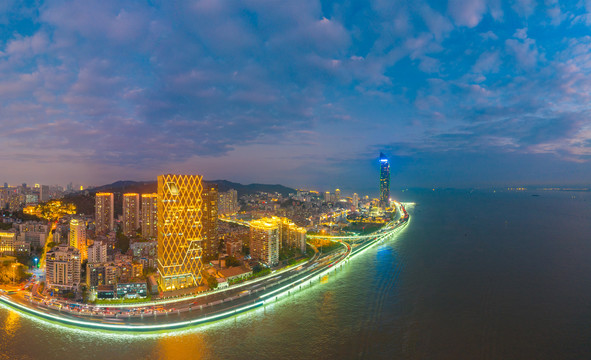 厦门海湾城市夜景