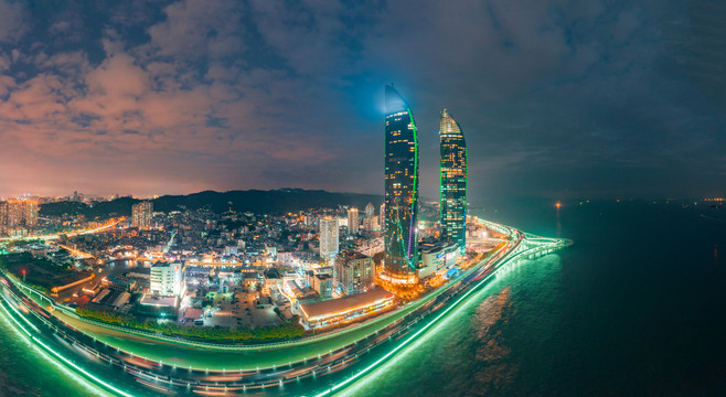 厦门海湾城市夜景