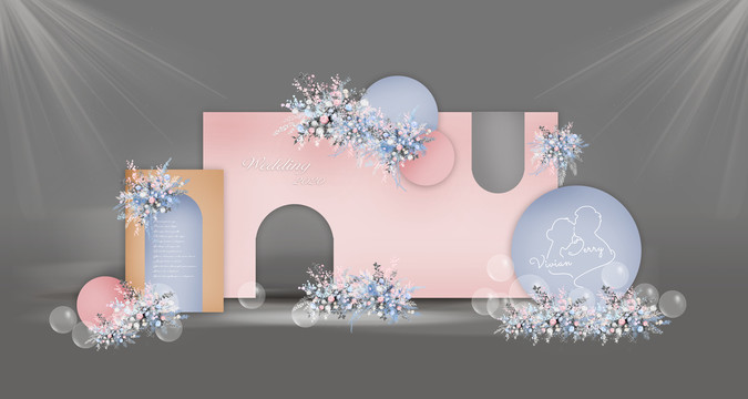 粉蓝色婚礼效果图设计