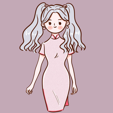 雙馬尾女孩手繪可愛卡通Q版頭像