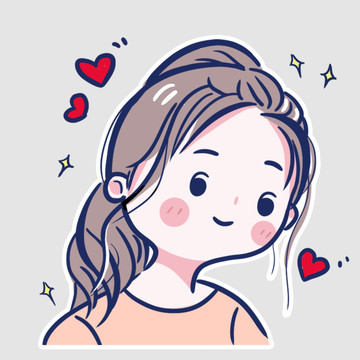 手繪卡通女孩PS頭像