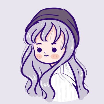 女孩手繪Q版卡通手繪頭像PS
