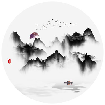 抽象意境水墨山水裝飾畫