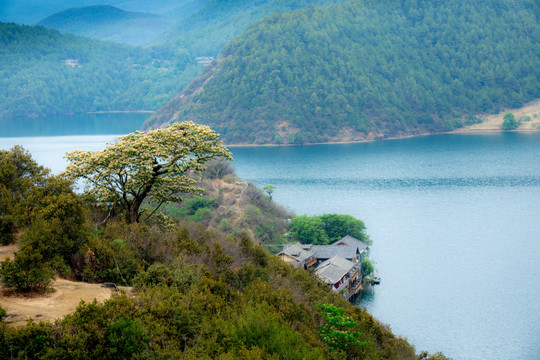 泸沽湖山水风光