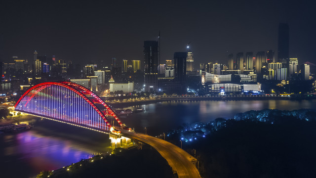 晴川桥汉阳看汉口夜景