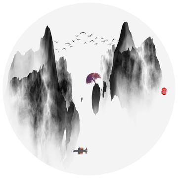 新中式簡(jiǎn)約山水畫