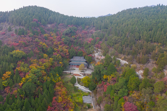 航拍济南丁家峪红叶017