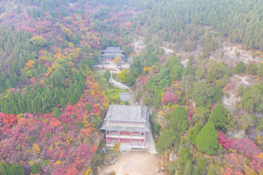 航拍济南丁家峪红叶018