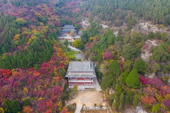 航拍济南丁家峪红叶021