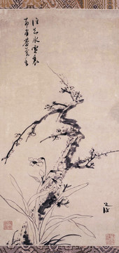 陳淳梅花水仙圖軸