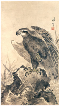 河锅晓斋岩上的鹫图