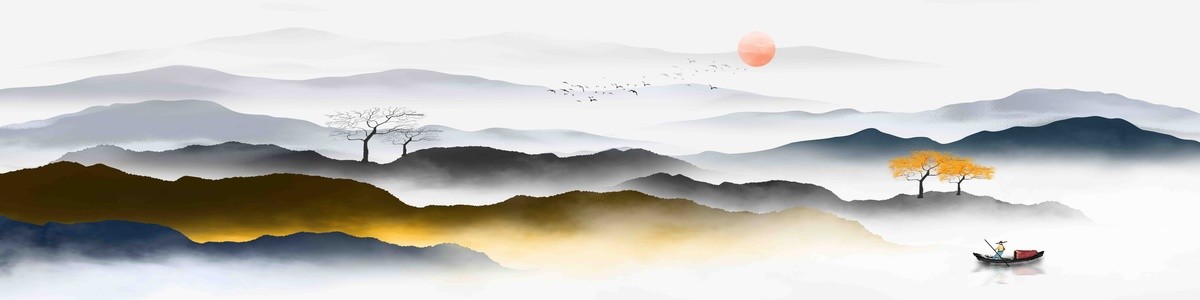 水墨遠(yuǎn)山電視背景墻