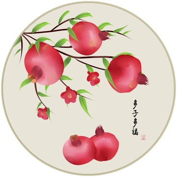新中式民俗風手繪水果餐廳裝飾畫
