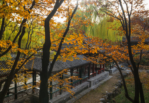 北京颐和园谐趣园秋日风光